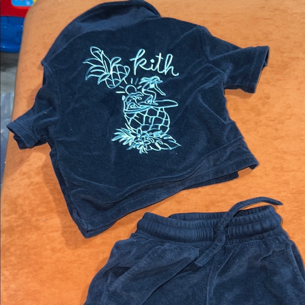 Kith Dark Blue Terry Cloth Outfit with Embroidery Toddler 3T